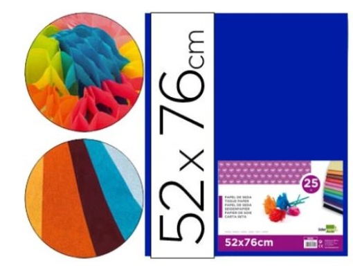 Papel Seda Liderpapel 52x76cm 18gr Azul Pack 25folhas