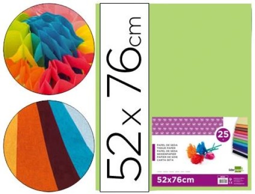 Papel Seda Liderpapel 52x76cm 18gr Verde Medio Pack 25folhas