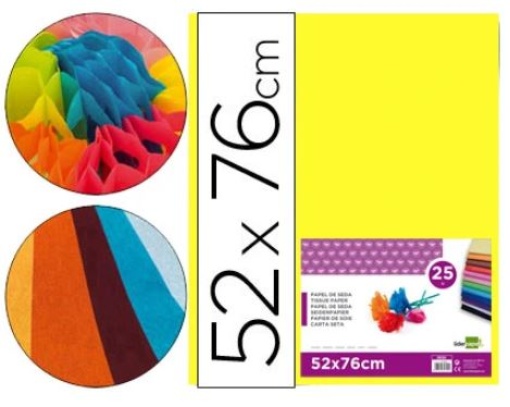 Papel Seda Liderpapel 52x76cm 18gr Amarelo Pack 25folhas