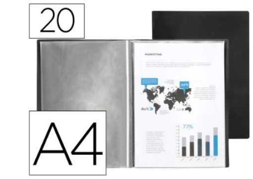 Capa Catalogo Liderpapel 20 Bolsas Polipropileno A4 Preta Opaco (CJ08)