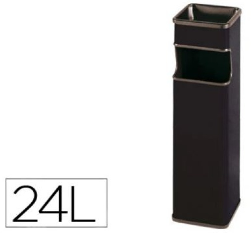 Cinzeiro Papeleira Sie Metalico Quadrado 65x18x18cm Preto (403-N)