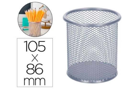 Porta-Lapis Q-Connect Metalico Redondo Rede Prata (KF00846)