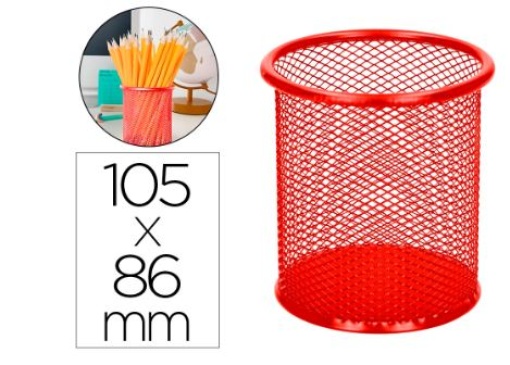 Porta-Lapis Q-Connect Metalico Redondo Rede Vermelho