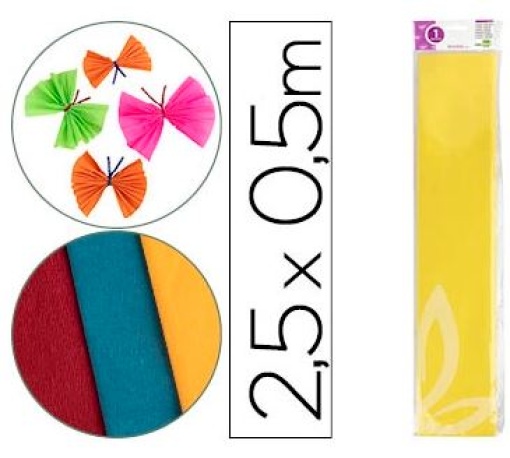 Papel Crepe Liderpapel 1F 50cm x 2,5m Amarelo Classico (CP02)