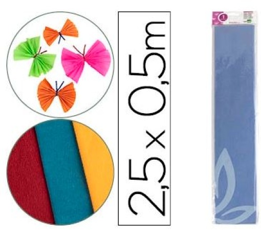 Papel Crepe Liderpapel 1F 50cm x 2,5m Azul Celeste Classico (CP10)
