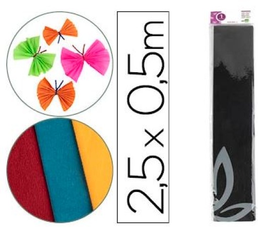 Papel Crepe Liderpapel 1F 50cm x 2,5m Preto Classico (CP17)