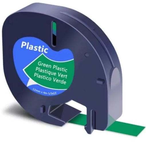 Fita Gravacao Plastica Dymo Letratag Compativel 12mmx4m Preto/Verde (91204) (S0721640)