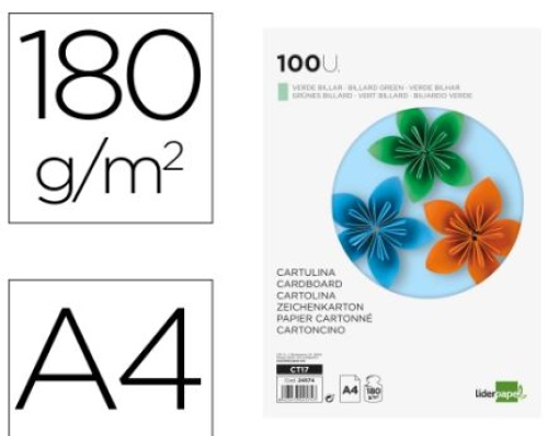 Cartolina Liderpapel Verde A4 180gr Emb.100Folhas (CT17)