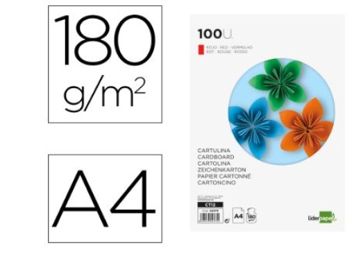 Cartolina Liderpapel Vermelha A4 180gr Emb.100Folhas (CT12)