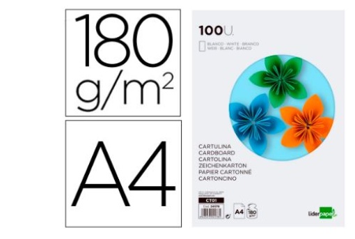 Cartolina Liderpapel A4 180gr Branca Emb.100Folhas (CT01)