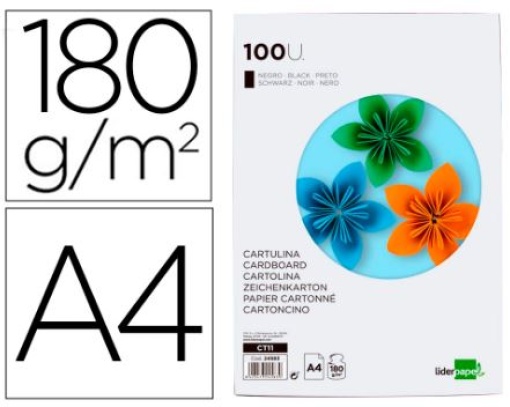 Cartolina Liderpapel Preta A4 180gr Emb.100Folhas (CT11)
