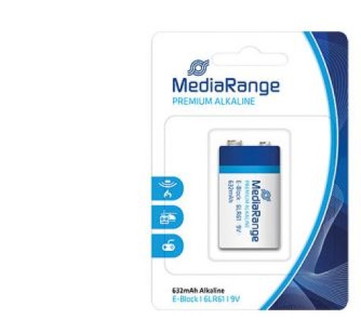Pilha Alcalina Mediarange E-Block 6LR61 9V