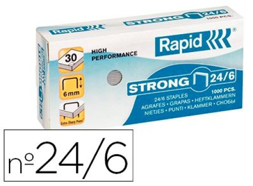 Agrafos Rapid 24/6mm Galvanizados Strong Cx.1000