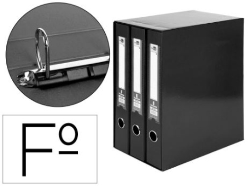Modulo 3 Pastas Arquivo Liderpapel 2 Aneis Folio L60mm Preto (MD32)