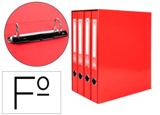 Modulo de 4 Pastas de Arquivo Liderpapel 2 Aneis Folio Lombada 35mm Vermelho