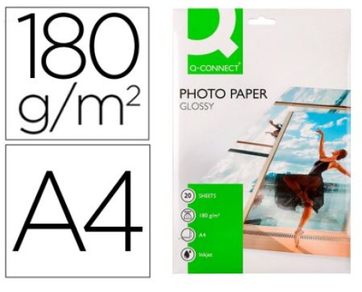 Papel Fotografia Q-Connect Gloss A4 180gr Cx.20Fls (KF01103)