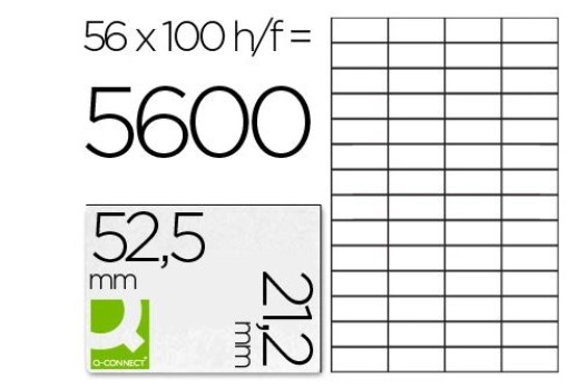Etiqueta Q-Connect 52,5x21,2mm A4 Cx.100fls (KF10638)