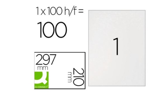 Etiquetas Adesivas A4 Q-Connect 210x297mm Cx.100fls (KF10664)