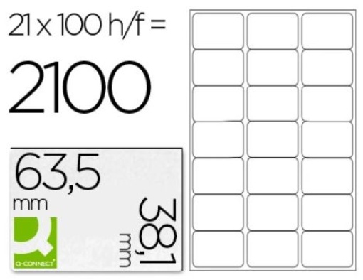 Etiqueta Q-Connect 63,5x38,1mm A4 Cx.100fls (KF01587)