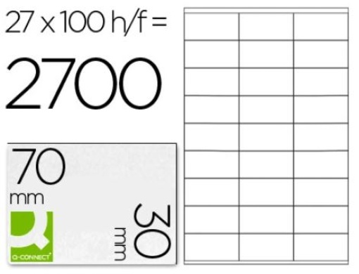 Etiquetas Adesivas A4 Q-Connect 70x30mm Cx.100fls (KF10642)