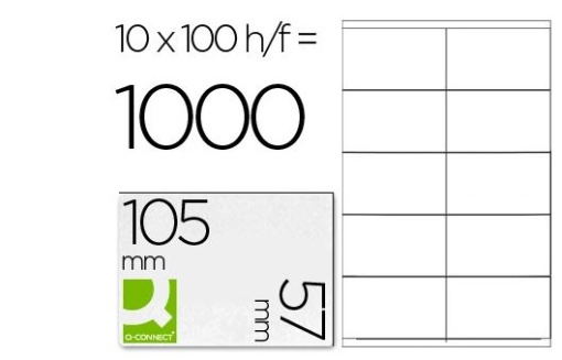 Etiquetas Adesivas A4 Q-Connect 105x57mm Cx.100fls (KF10658)