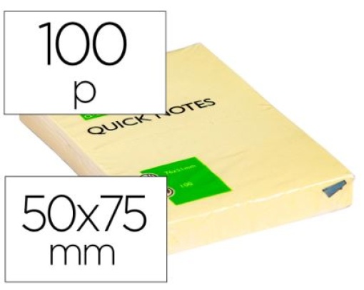 Bloco Notas Adesivas Q-Connect 50x75 Amarelo 100fls (KF10501)