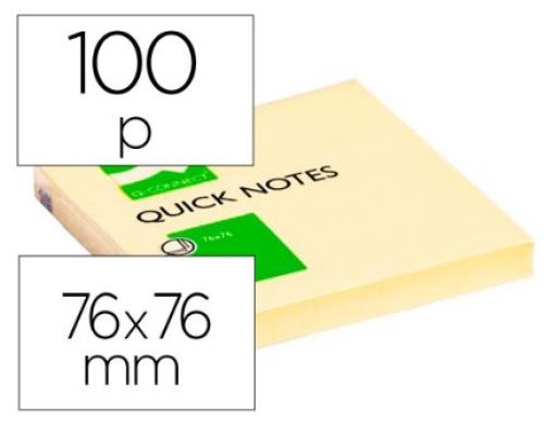 Bloco Notas Adesivas Q-Connect 75x75 Amarelo 100fls (KF10502)