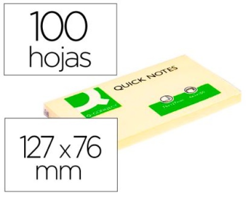 Bloco Notas Adesivas Q-Connect 75x125 Amarelo 100fls (KF10503)
