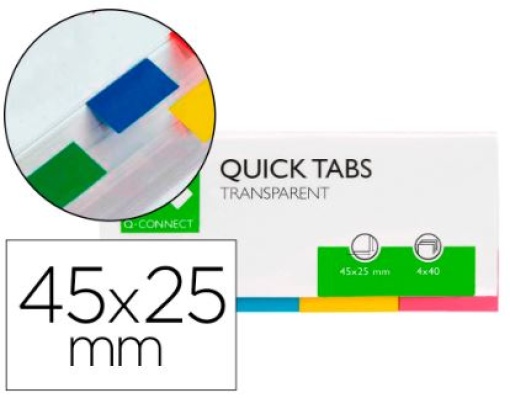 Bandas Separadoras Q-Connect Transparente/Cor 4 C/ 40fls 25x45m (KF01225)