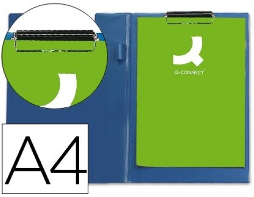 Porta Notas Q-Connect Plastico Com Mola Mini Clip Superior A4 Azul (KF01301)
