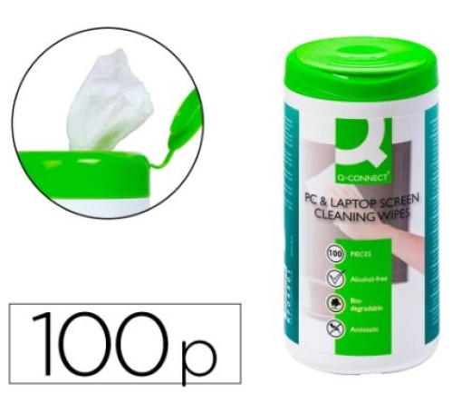 Toalhete Q-Connect Para Limpeza de Ecras e Teclados 100un (KF04501B)