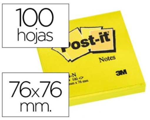 Bloco Notas Adesivas Post-It Amarelo 76x76mm 100fls Pack 6un (654-NY)