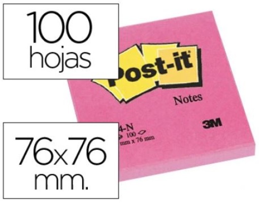 Bloco Notas Adesivas Post-it Rosa Fucsia 76x76mm 100fls Pack 6un