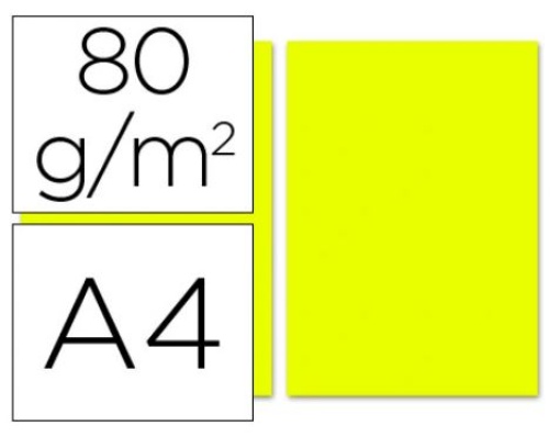 Papel de Cor Liderpapel A4 80gr Pack 100fls Amarelo Limao