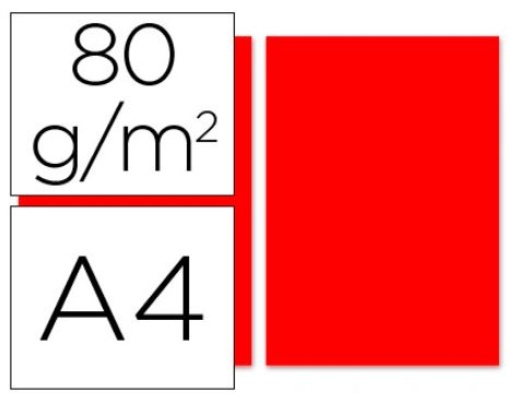 Papel de Cor Liderpapel A4 80gr Pack 100fs Vermelho