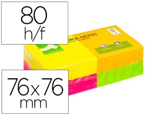 Bloco Notas Adesivas Q-connect 75x75 Cores Sortidas Pack 12 (KF10508)
