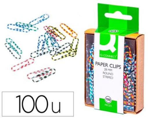 Clips Q-Connect Plastificados Cores Sortidas 28mm Cx.100un (KF02024)