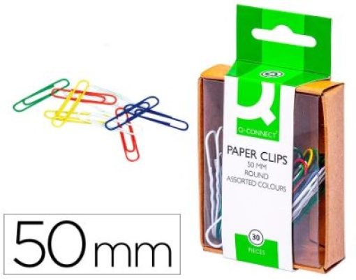 Clips Q-Connect Plastificados Cores Sortidas 50mm Cx.50un (KF02026)