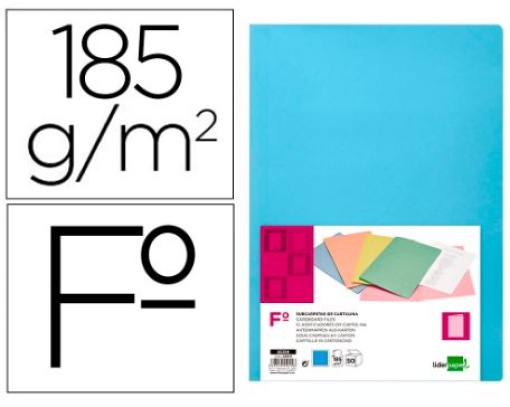Classificador Cartolina Liderpapel 180gr Folio Azul Celeste Intenso Emb.50un (SC04)