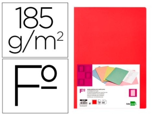 Classificador Cartolina Liderpapel 180gr Folio Vermelho Intenso Emb.50un (SC08)
