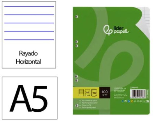 Recarga Liderpapel A5 100folhas 100gr Pautado (6furos)