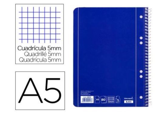 Caderno Espiral Liderpapel Capa Azul 80fls A5 Quadriculado (BJ03)