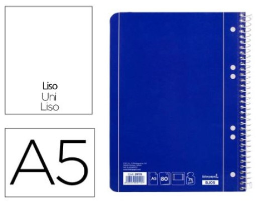 Caderno Espiral Liderpapel Capa Azul 80fls A5 Liso (BJ05)