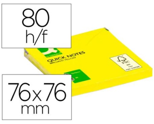 Bloco de Notas Adesivas Q-Connect 75x75 Amarelo Fluorescente 80fls Pack 6un (KF10514)
