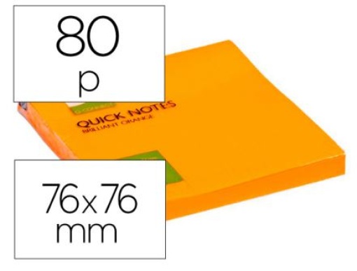Bloco de Notas Adesivas Q-Connect Laranja Fluorescente 75x75mm (KF10517)