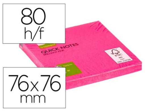 Bloco Notas Adesivas Q-Connect 76x76mm Rosa Fluorescente (KF10516)