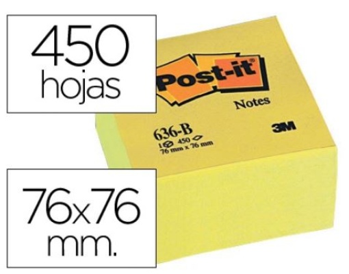 Bloco Notas Adesivas Post-It (Cubo) 76x76 450Fls (636-B)
