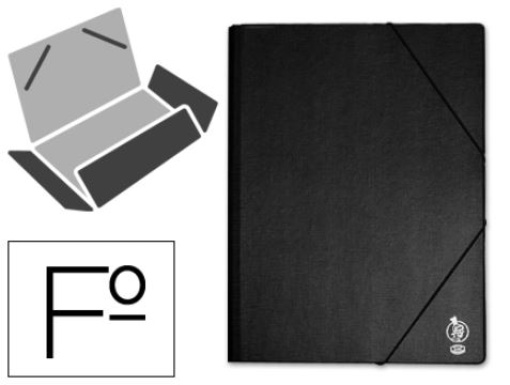 Pasta de Elasticos Liderpapel Folio 3 Abas Cartao Forrado Pvc Preto.