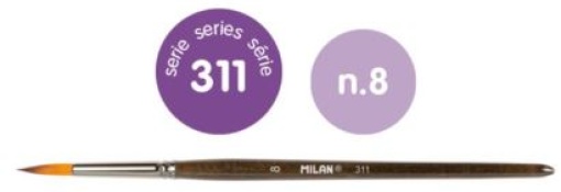 Pincel Milan Ref. 311 Redondo Nº8 (Aguarela & Guache)
