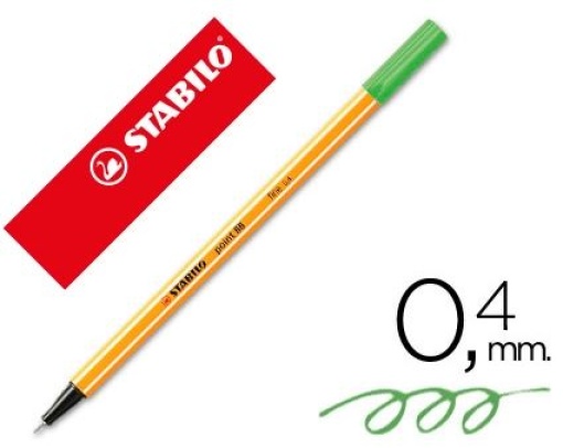 Marcador Stabilo Ponta de Fibra point 88 Verde 0,4 mm